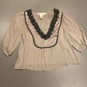 Elegant Grey Silk Women's Top